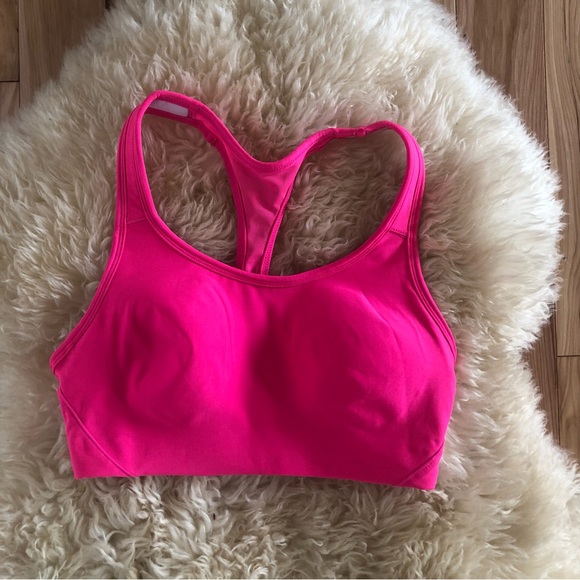 Hot Pink Racerback Workout Sports Bra - Picture 1 of 5